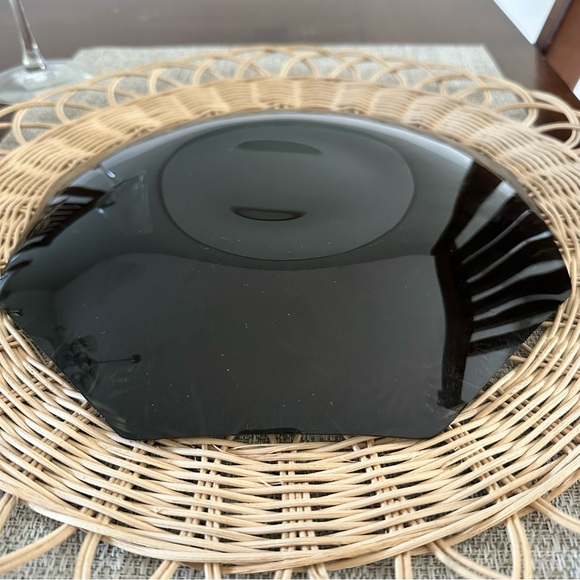 Houzeart Retro 70’s Smoked Glass Embossed Geometric Platter – Groovy Mid-Century - Picture 5 of 6